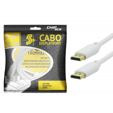 Mostrar detalhes de CABO DISPLAYPORT MACHO 2MTS BRANCO 5+ - 018-7493 Imagem de CABO DISPLAYPORT MACHO 2MTS BRANCO 5+ - 018-7493