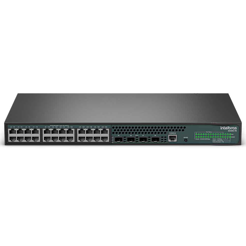 Imagem de SWITCH INTELBRAS GERENCIAVEL L3 24 PORTAS GIGABIT POE 370W MAIS 4 PORTAS SFP+ S2328G-PB - 4760108