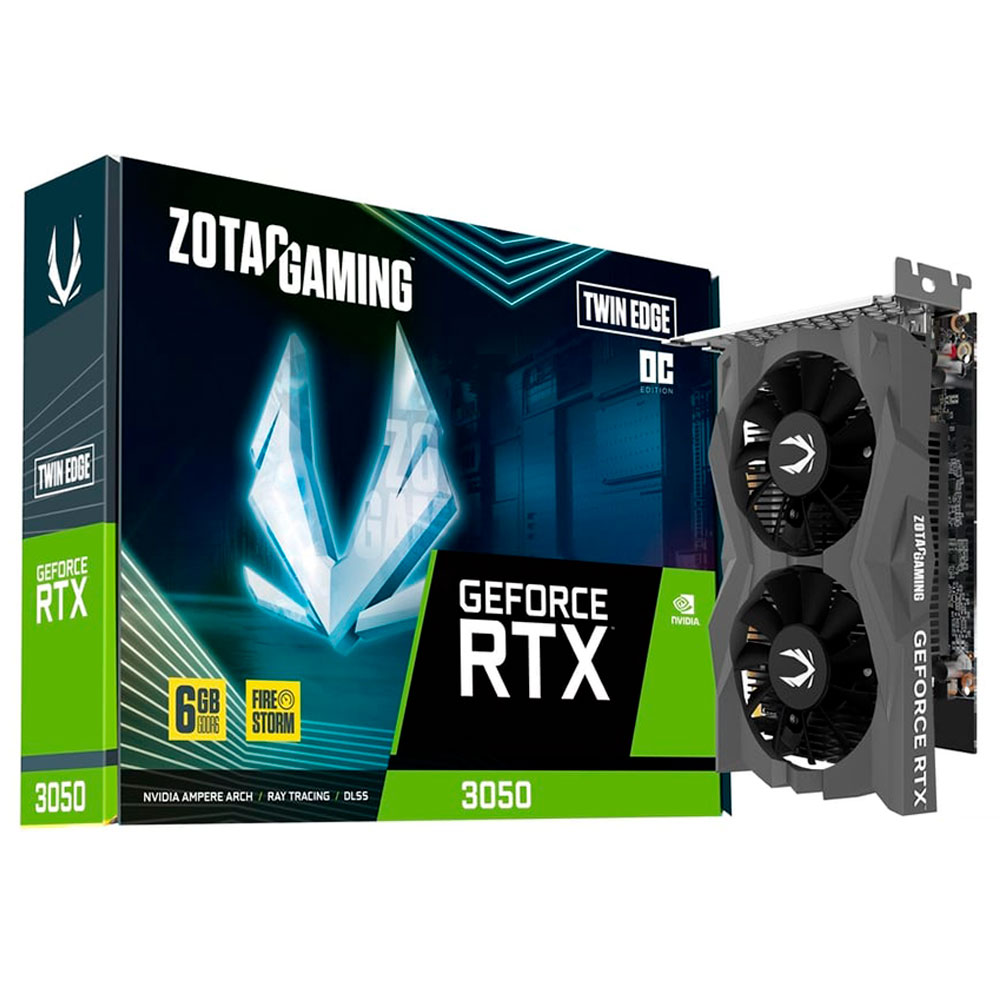Mostrar detalhes de PLACA DE VIDEO ZOTAC GEFORCE RTX 3050 TWIN EDGE OC 6GB GDDR6 96BITS ZT-A30510H-10L Imagem de PLACA DE VIDEO ZOTAC GEFORCE RTX 3050 TWIN EDGE OC 6GB GDDR6 96BITS ZT-A30510H-10L