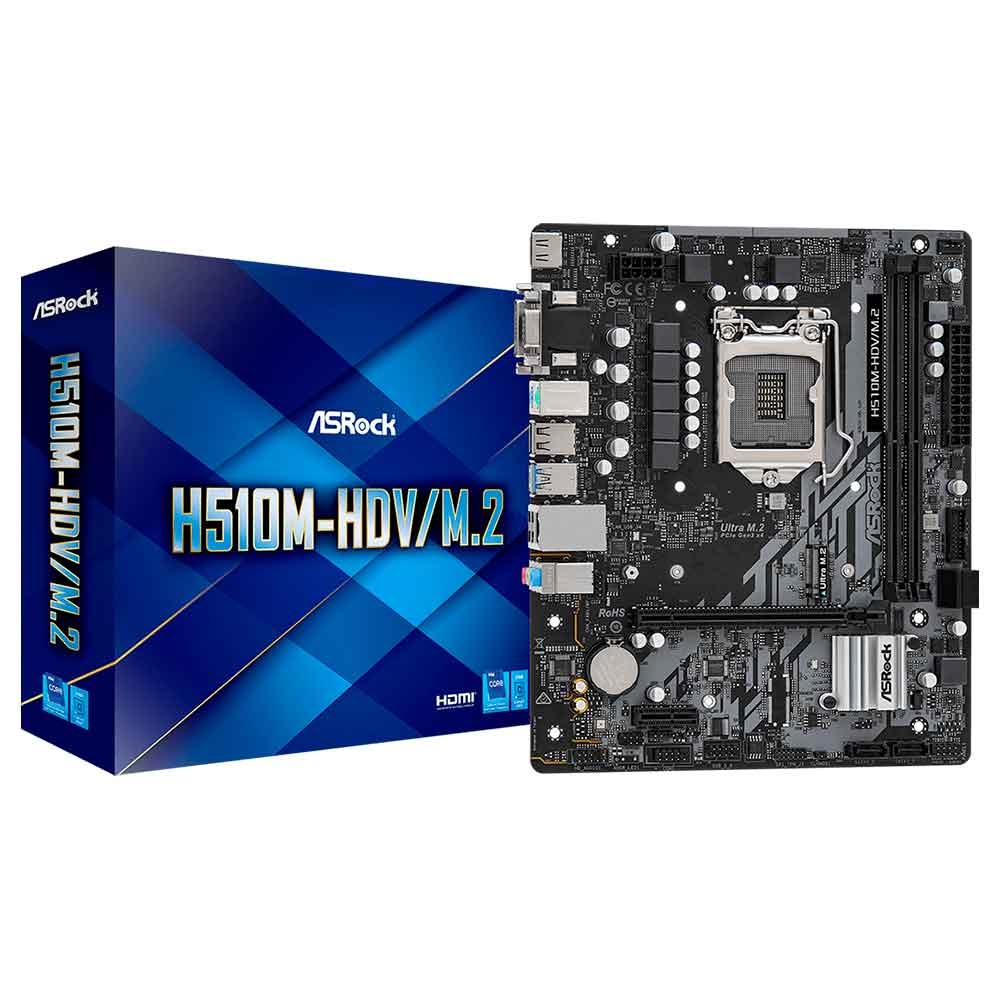 Mostrar detalhes de PLACA MAE (INTEL) ASROCK H510M-HDV/M.2 DDR4 LGA1200 10° E 11° GERACAO Imagem de PLACA MAE (INTEL) ASROCK H510M-HDV/M.2 DDR4 LGA1200 10° E 11° GERACAO