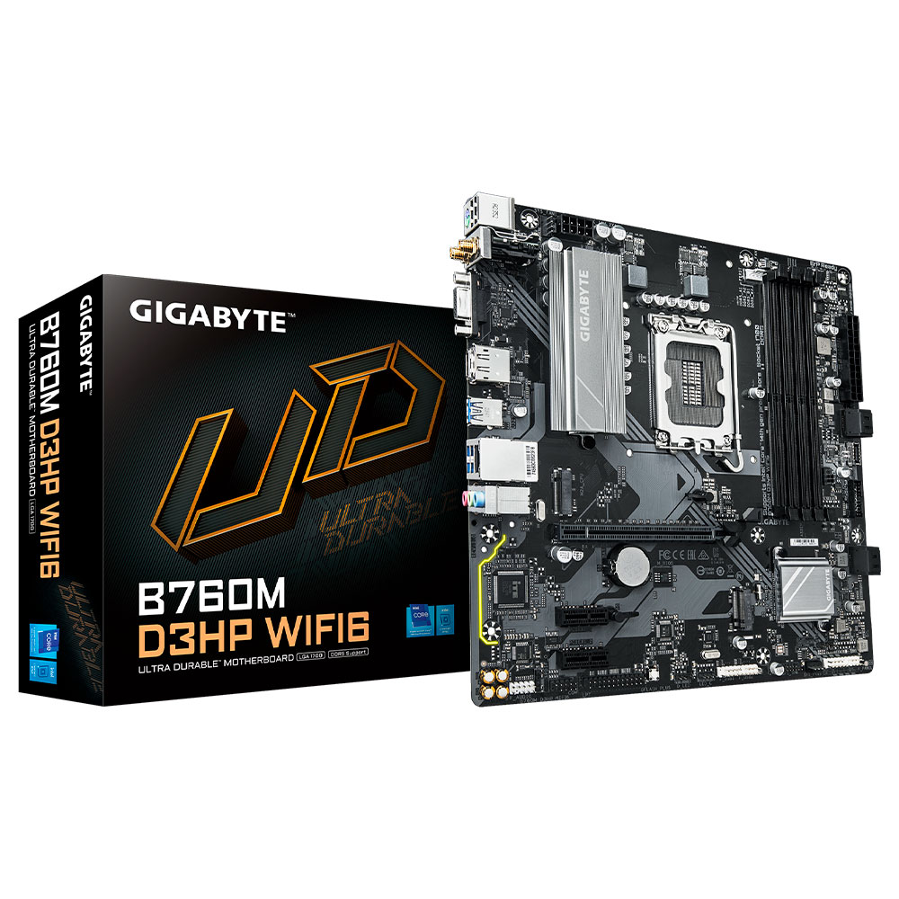 Mostrar detalhes de PLACA MAE (INTEL) GIGABYTE B760M D3HP WIFI6 1.0 DDR5 LGA1700 12 13 E 14 GERACAO Imagem de PLACA MAE (INTEL) GIGABYTE B760M D3HP WIFI6 1.0 DDR5 LGA1700 12 13 E 14 GERACAO