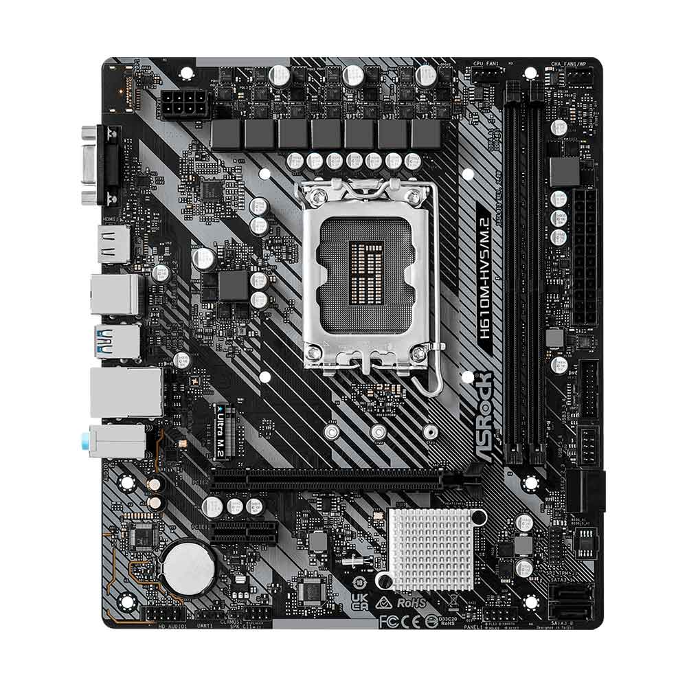 Mostrar detalhes de PLACA MAE (INTEL) ASROCK H610M-HVS M.2 DDR4 LGA1700 12° 13° E 14° GERACAO Imagem de PLACA MAE (INTEL) ASROCK H610M-HVS M.2 DDR4 LGA1700 12° 13° E 14° GERACAO