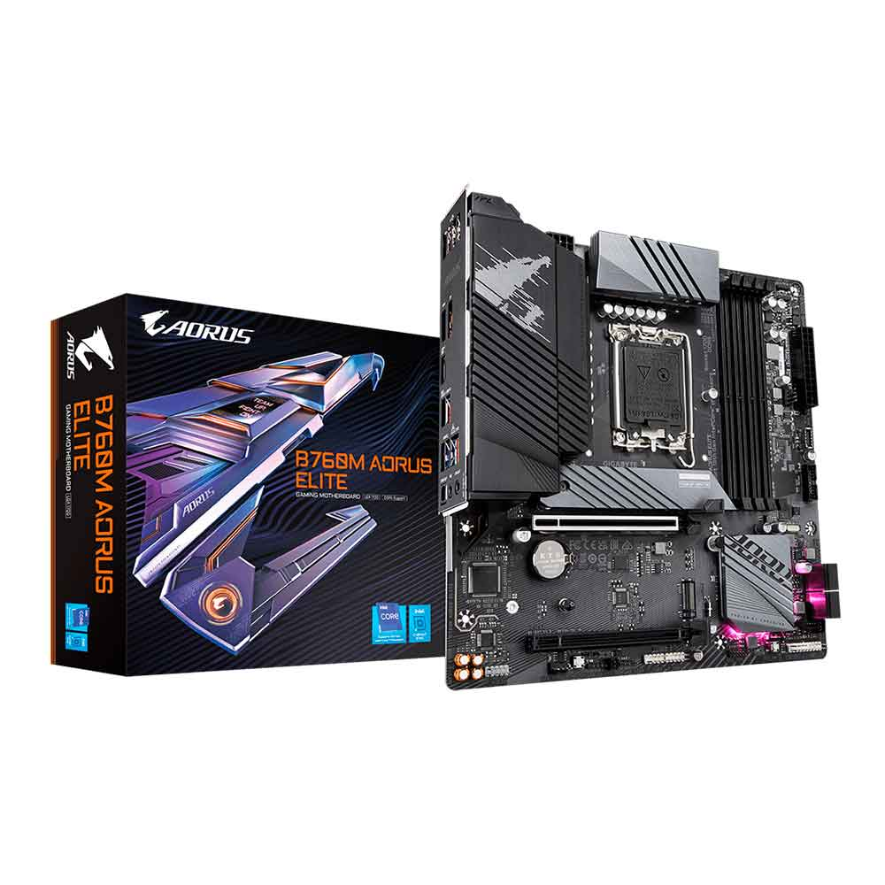Mostrar detalhes de PLACA MAE (INTEL) GIGABYTE B760M AORUS ELITE DDR5 LGA1700 12° 13° E 14° GERACAO Imagem de PLACA MAE (INTEL) GIGABYTE B760M AORUS ELITE DDR5 LGA1700 12° 13° E 14° GERACAO