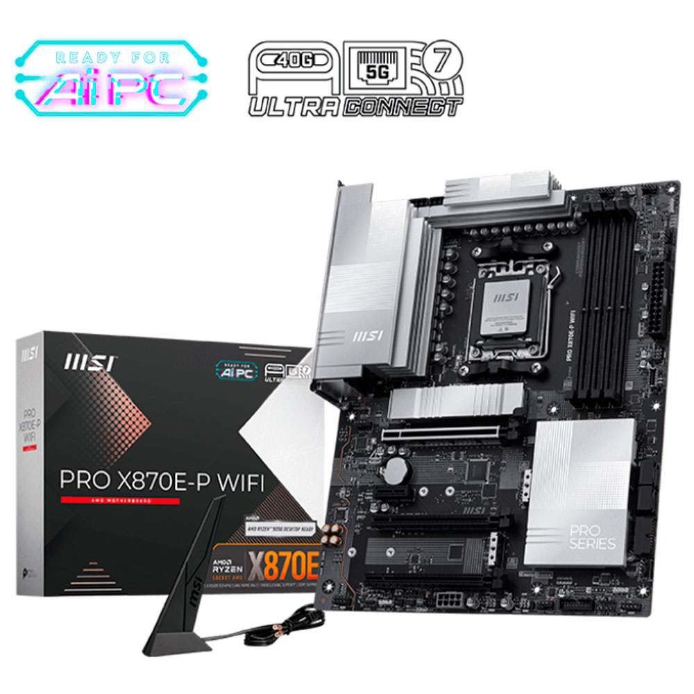 Mostrar detalhes de PLACA MAE (AMD) MSI PRO X870E-P WIFI DDR5 AM5 Imagem de PLACA MAE (AMD) MSI PRO X870E-P WIFI DDR5 AM5