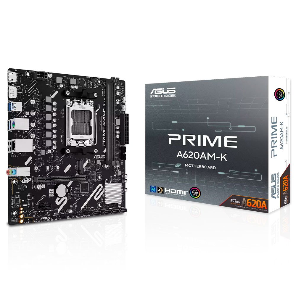 Mostrar detalhes de PLACA MAE (AMD) ASUS PRIME A620AM-K DDR5 AM5 Imagem de PLACA MAE (AMD) ASUS PRIME A620AM-K DDR5 AM5