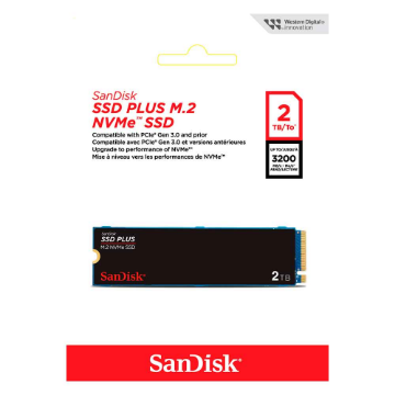 Mostrar detalhes de SSD SANDISK PLUS 2TB M.2 2280 NVME PCIE 3.0 - SDSSDA3N-2T00-G26 Imagem de SSD SANDISK PLUS 2TB M.2 2280 NVME PCIE 3.0 - SDSSDA3N-2T00-G26