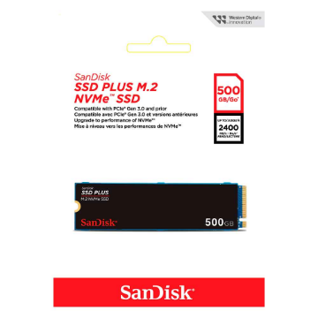 Mostrar detalhes de SSD SANDISK PLUS 500GB M.2 2280 NVME PCIE 3.0 - SDSSDA3N-500G-G26 Imagem de SSD SANDISK PLUS 500GB M.2 2280 NVME PCIE 3.0 - SDSSDA3N-500G-G26