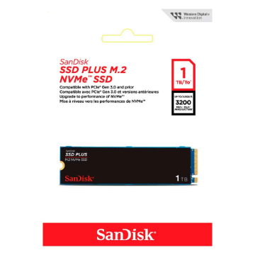 Mostrar detalhes de SSD SANDISK PLUS 1TB M.2 2280 NVME PCIE 3.0 - SDSSDA3N-1T00-G26 Imagem de SSD SANDISK PLUS 1TB M.2 2280 NVME PCIE 3.0 - SDSSDA3N-1T00-G26
