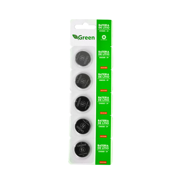 Imagem de BATERIA CR2025 3V LITIO MANGANES 5 UN GREEN - 013-3025