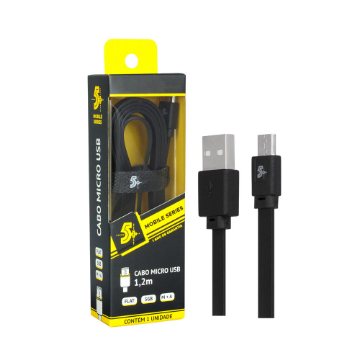 Imagem de CABO MICRO USB PARA USB A  5GB FLAT 1.20M PRETO 5+ - 018-0042