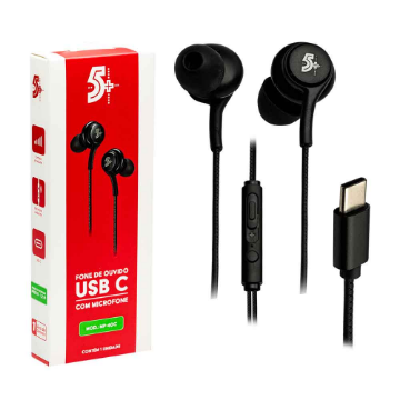 Imagem de FONE DE OUVIDO SANTANA PRETO TIPO C AURICULAR COM MICROFONE 1,20M 5+ - 043-0040