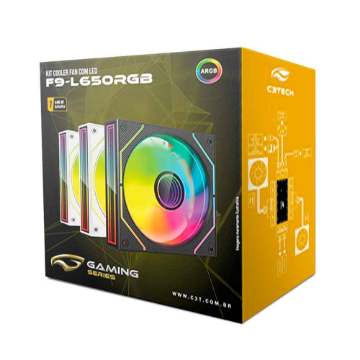Mostrar detalhes de KIT COOLER C3TECH RGB PRETO COM CONTROLADORA F9-L650BKRGB Imagem de KIT COOLER C3TECH RGB PRETO COM CONTROLADORA F9-L650BKRGB