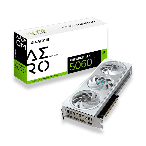 Imagem de PLACA DE VIDEO GIGABYTE GEFORCE RTX 5060 TI  AERO OC 8GB GDDR7 128BITS GV-N506TAEROOC-8GD