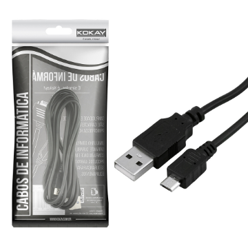 Mostrar detalhes de CABO USB (V8) X MICRO USB 1.8M PTO 5+ - 018-1409 Imagem de CABO USB (V8) X MICRO USB 1.8M PTO 5+ - 018-1409
