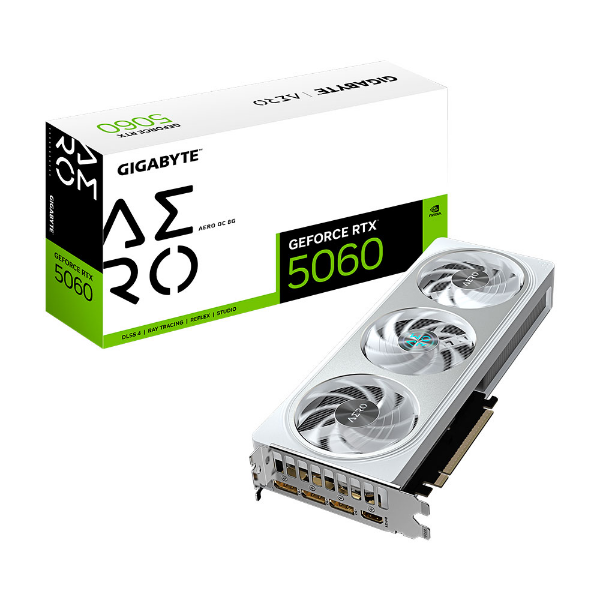 Imagem de PLACA DE VIDEO GIGABYTE GEFORCE RTX 5060 AERO OC 8GB GDDR7 128BITS GV-N5060AEROOC-8GD