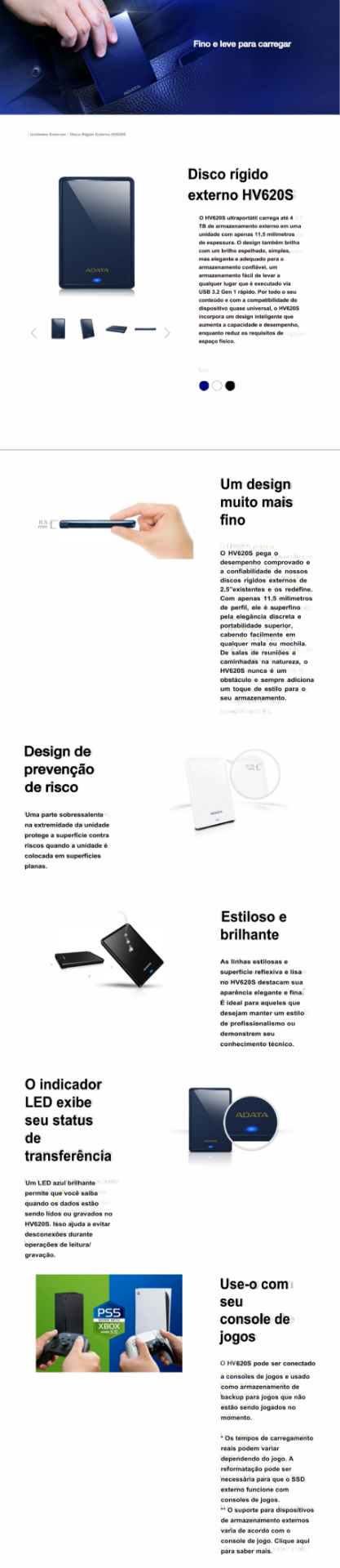 Imagem de HDD EXTERNO 1TB ADATA PRETO 2,5" PORTATIL USB 3.1 AHV620S-1TU31-CBK Imagem de HDD EXTERNO 1TB ADATA PRETO 2,5" PORTATIL USB 3.1 AHV620S-1TU31-CBK