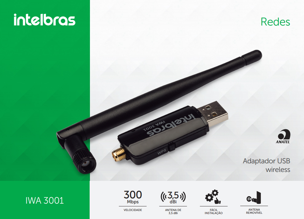 Imagem de ADAPTADOR WIRELESS UBS INTELBRAS IWA 3001 4710016 300MBPS Imagem de ADAPTADOR WIRELESS UBS INTELBRAS IWA 3001 4710016 300MBPS