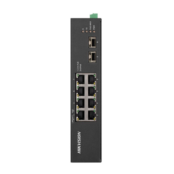 Imagem de SWITCH L2 INDUSTRIAL HIKVISION DS-3T0510HP 10 PORTAS GIGABIT 8 PORTAS WATCHDOG POE 2 HI-POE ATIVO 802.3 AF/AT 2 PORTAS UPLINK 1 GBIC SFP FIBRA + 1 RJ45