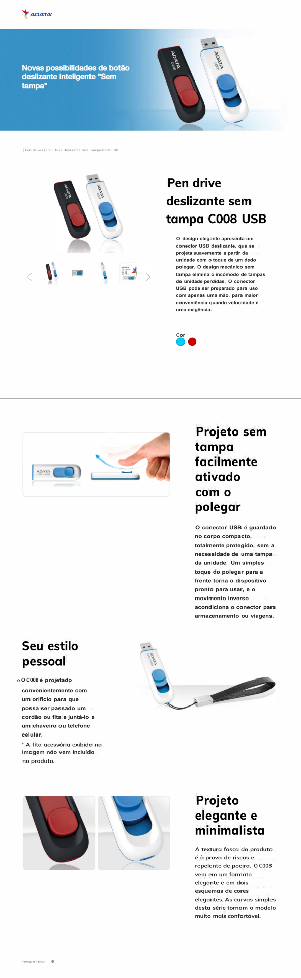 Imagem de PEN DRIVE ADATA AC008 32GB PRETO/VERMELHO AC008-32G-RKD Imagem de PEN DRIVE ADATA AC008 32GB PRETO/VERMELHO AC008-32G-RKD