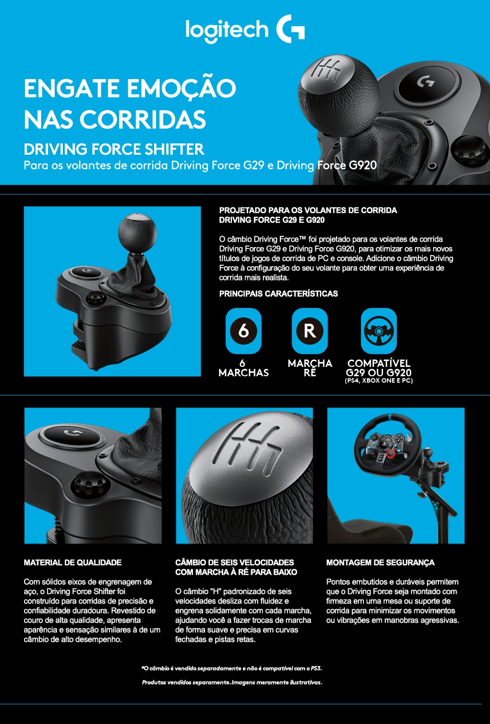 Imagem de CAMBIO LOGITECH DRIVING FORCE SHIFTER PARA G29 E G920 Imagem de CAMBIO LOGITECH DRIVING FORCE SHIFTER PARA G29 E G920