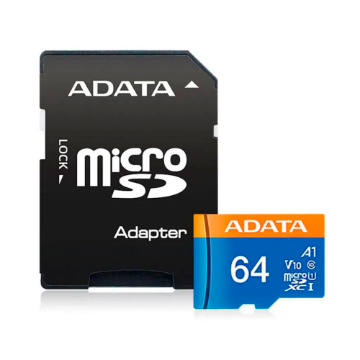 Imagem de CARTAO DE MEMORIA SD ADATA CLASS 10UHS-I 64GB (MICRO + ADAPTADOR) - AUSDX64GUICL10A1-RA1