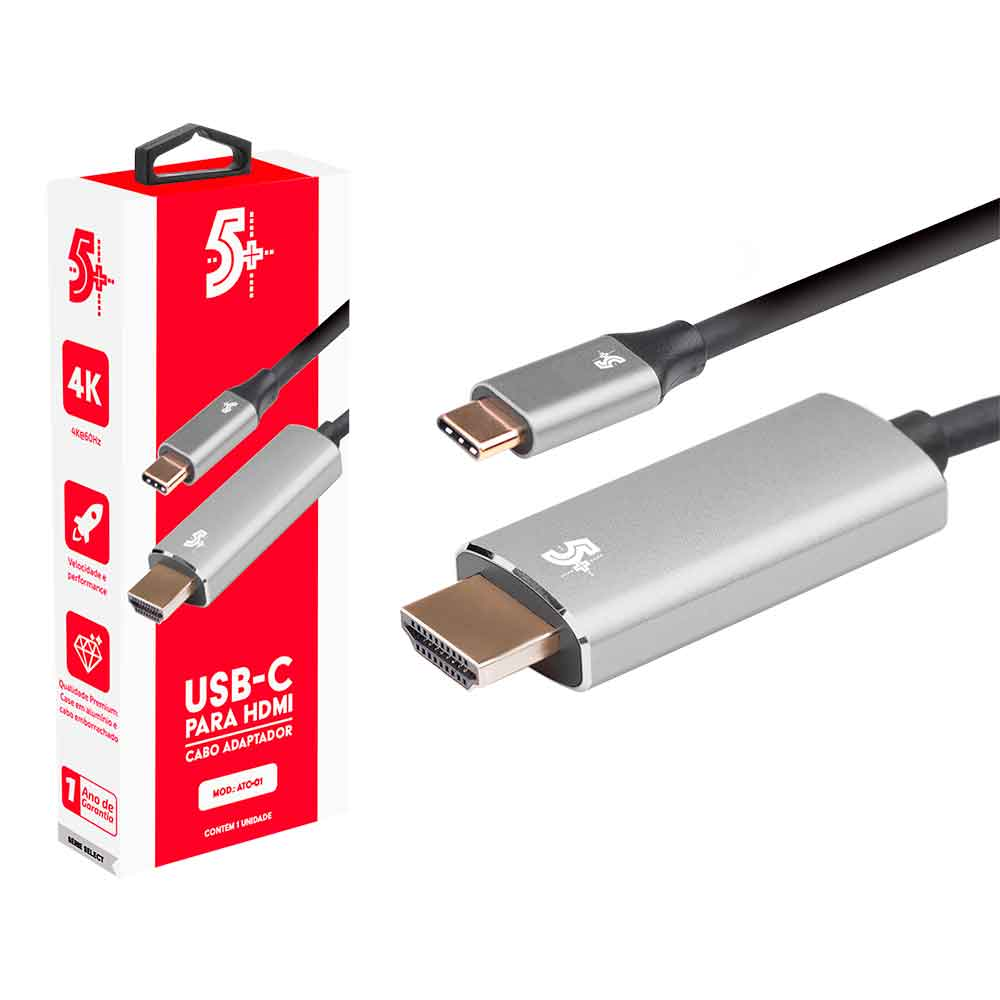 Mostrar detalhes de CABO ADAPTADOR USB C PARA HDMI 4K 60HZ 1.8M 5+ - 018-7450 Imagem de CABO ADAPTADOR USB C PARA HDMI 4K 60HZ 1.8M 5+ - 018-7450