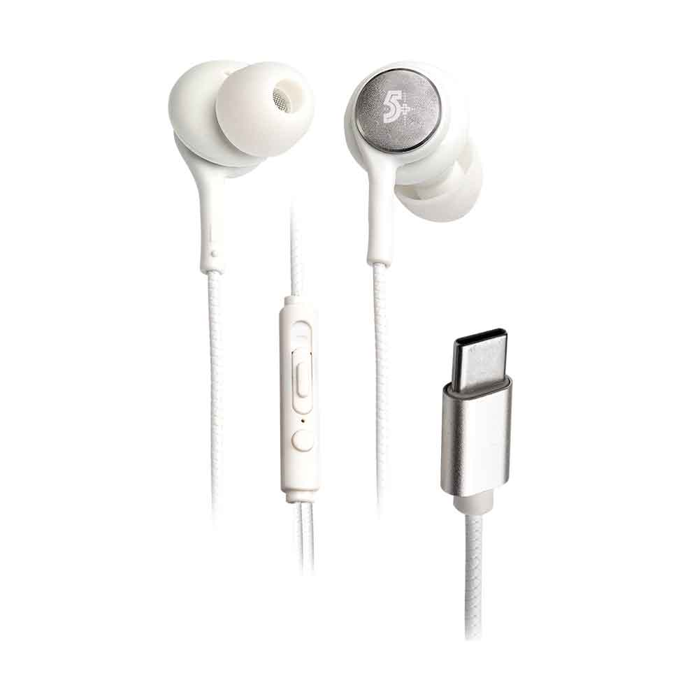 Imagem de FONE DE OUVIDO BRANCO TIPO C AURICULAR COM MICROFONE 1,20M 5+ - 043-0041