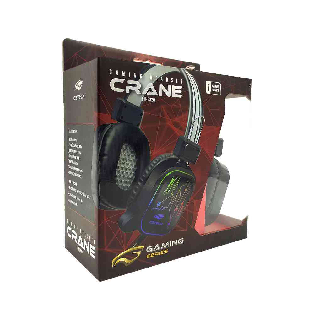 Imagem de FONE DE OUVIDO C3TECH MIC GAMER CRANE USB PRETO - PH-G320BKV2