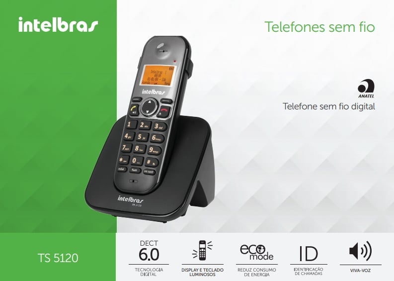 Imagem de TELEFONE INTELBRAS ID TS 5120 4125120 SEM FIO DIGITAL PRETO Imagem de TELEFONE INTELBRAS ID TS 5120 4125120 SEM FIO DIGITAL PRETO