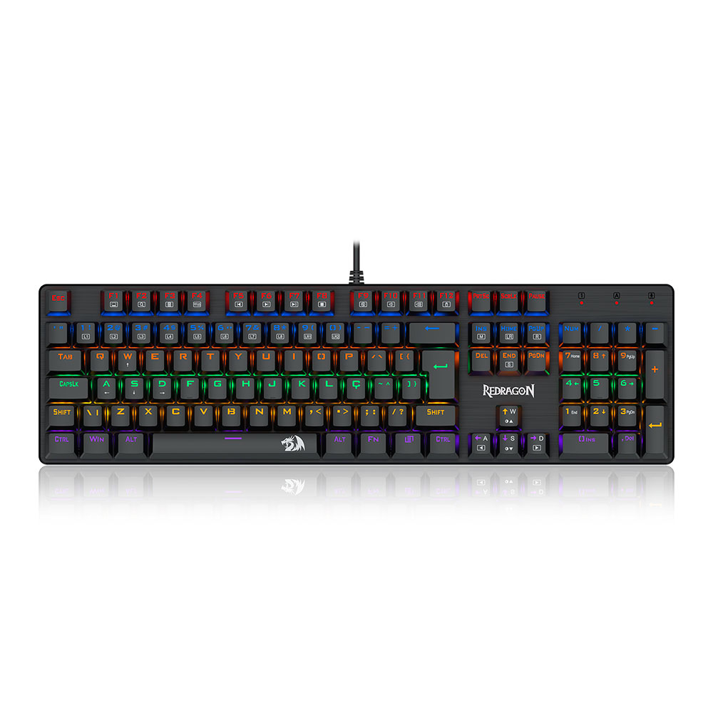 Imagem de TECLADO REDRAGON MECANICO VALHEIM RAINBOW PRETO SWITCH AZUL K608-R (PT-BROWN)