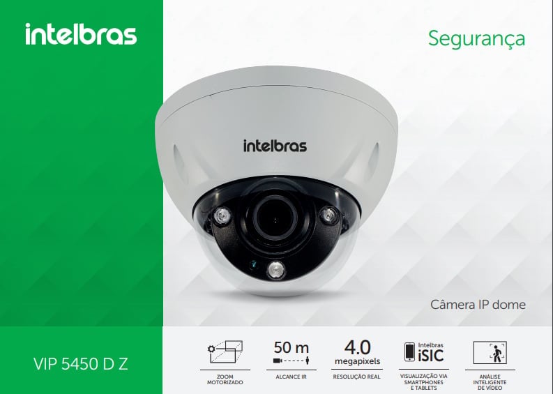 Imagem de CAMERA IP 4MP DOME VARIFOCAL IR 50M VIP 5450 D Z POE IP67 OUTDOOR INTELBRAS Imagem de CAMERA IP 4MP DOME VARIFOCAL IR 50M VIP 5450 D Z POE IP67 OUTDOOR INTELBRAS