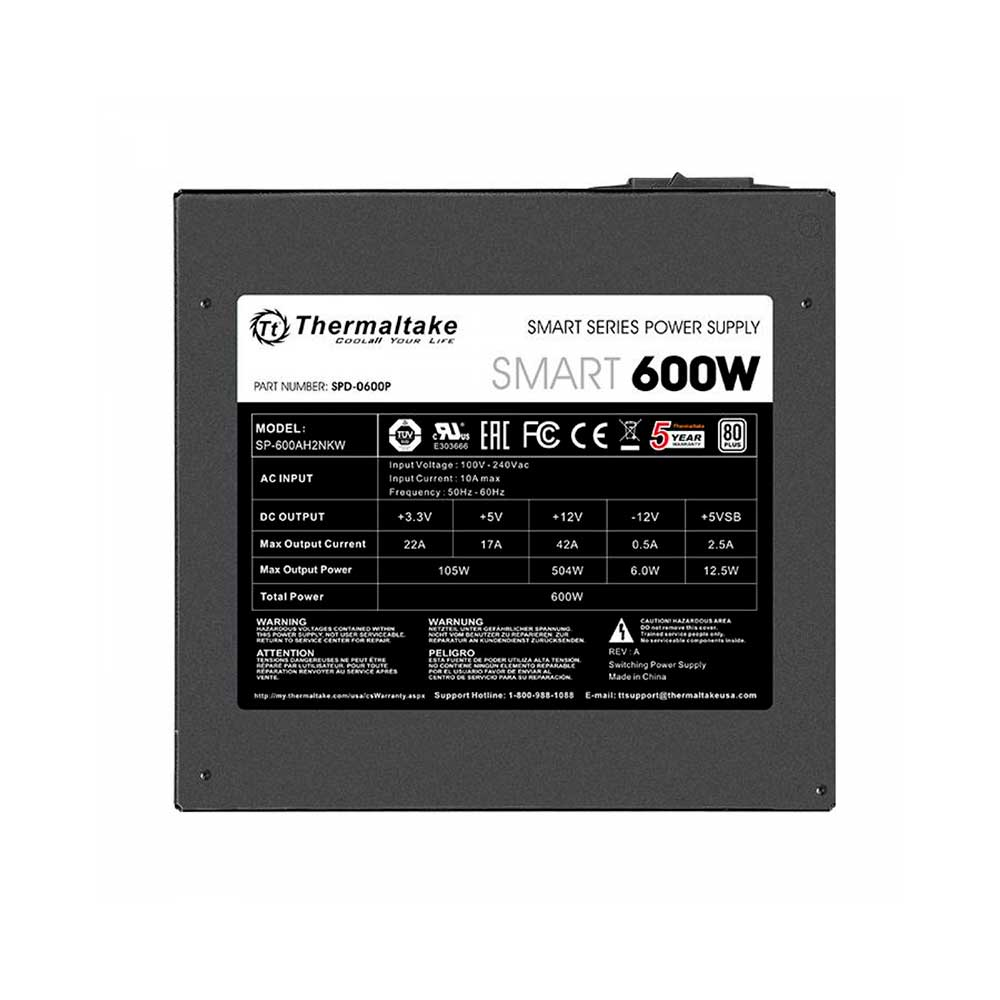 Imagem de FONTE DE ALIMENTACAO THERMALTAKE SMART 600W 80 PLUS WHITE - PS-SPD-0600NPCWBZ-W