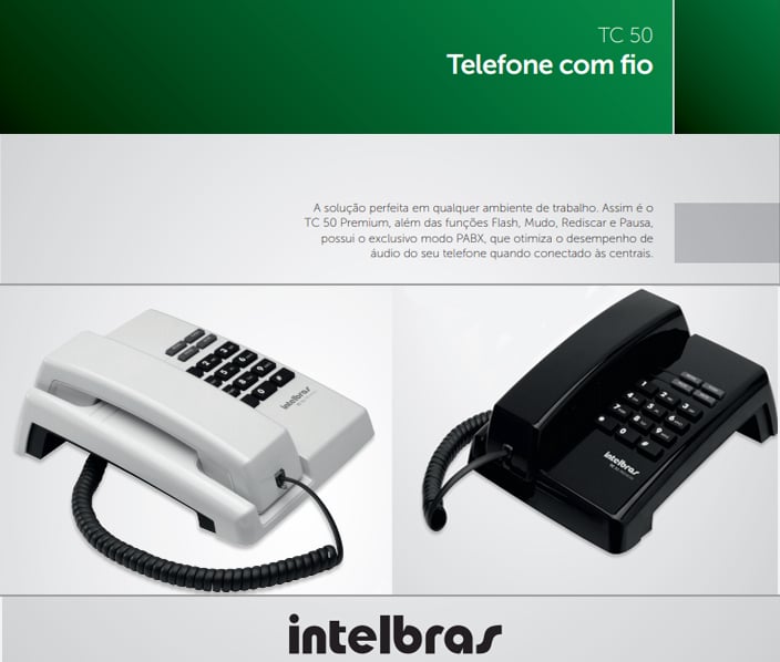 Imagem de TELEFONE INTELBRAS TC 50 PREMIUM 4080086 COM FIO MESA/PAREDE PRETO Imagem de TELEFONE INTELBRAS TC 50 PREMIUM 4080086 COM FIO MESA/PAREDE PRETO