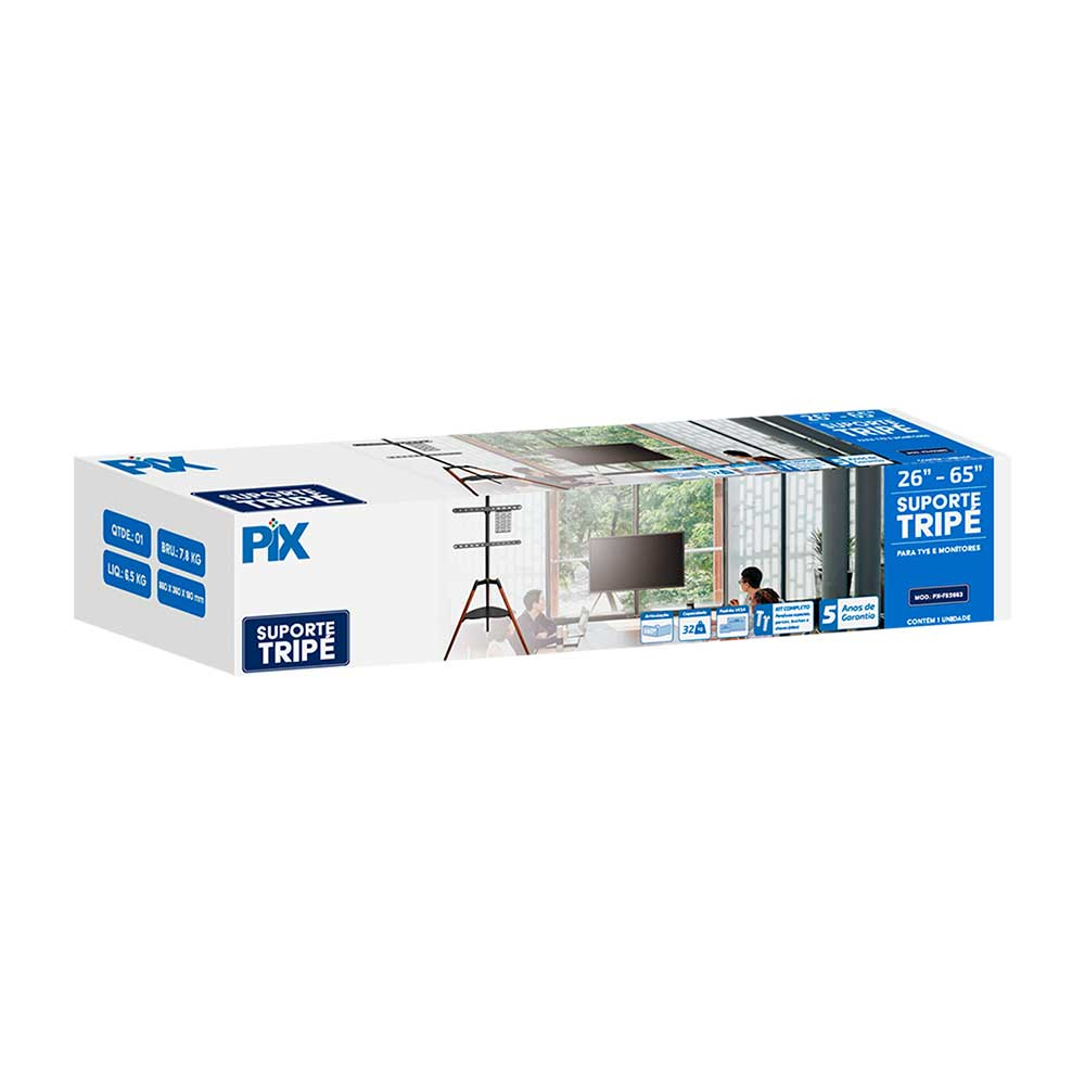 Imagem de SUPORTE TV PEDESTAL TRIPE 26" A 65" PIX - 079-0072