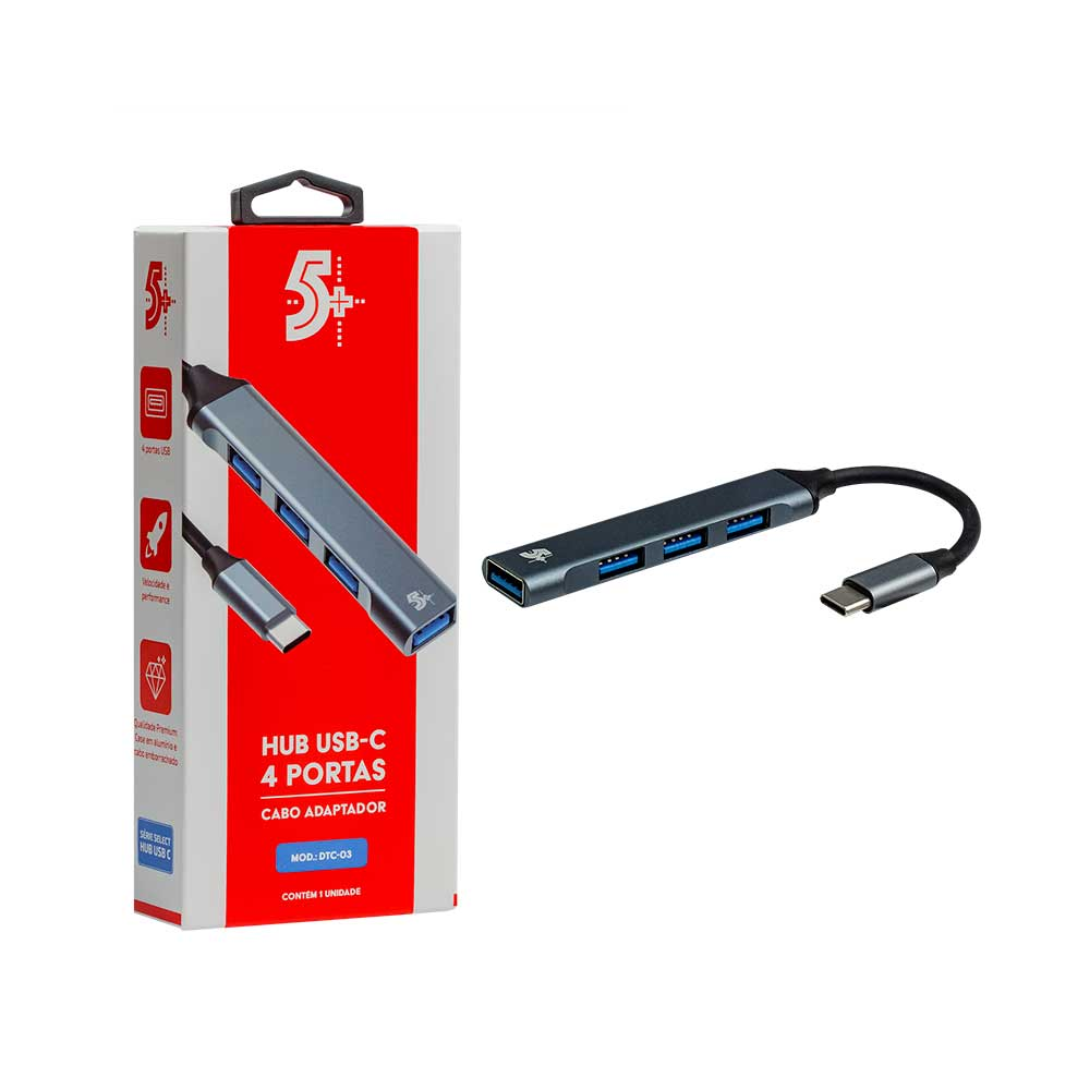Imagem de HUB USB-C 4 PORTAS 5+ - 018-7457