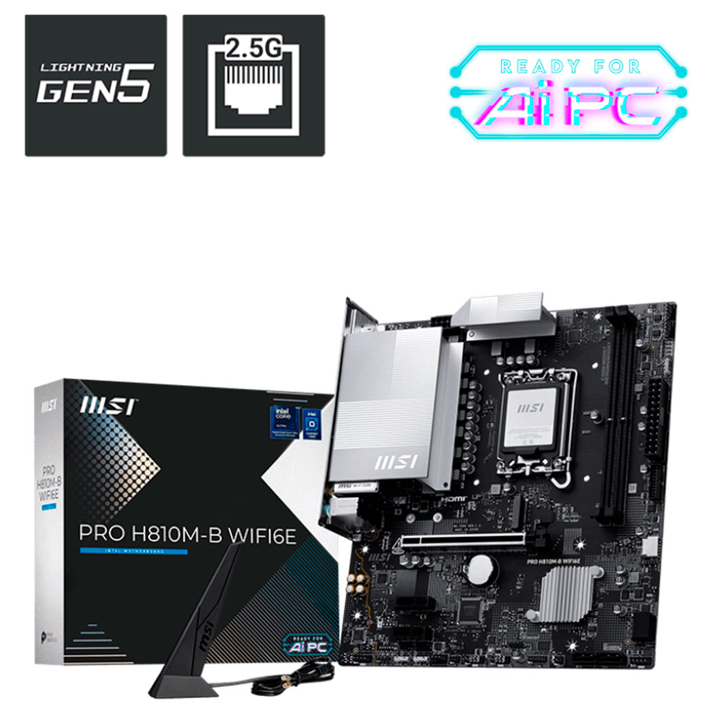 Imagem de PLACA MAE (INTEL) MSI PRO H810M-B WIFI6E DDR5 LGA1851 ULTRA PROCESSORS