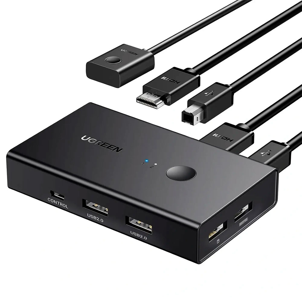 Imagem de SWITCH KVM UGREEN 4K COM 4P USB 2.0/2P USB-B IN/HDMI OUT/2P HDMI IN - CM200