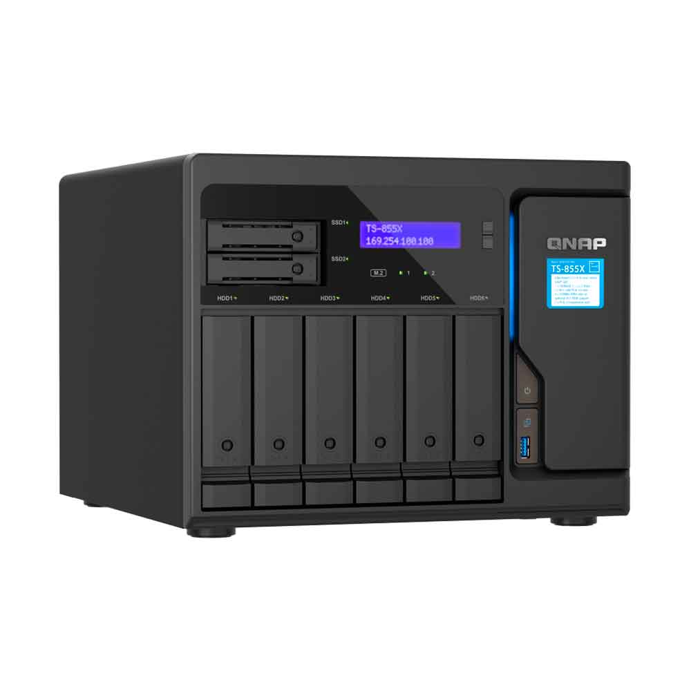 Imagem de STORAGE NAS QNAP 8 BAIAS INTEL ATOM C5125 8 CORE, 2.8GHZ, 8GB, 2X 2.5 GBE TORRE - TS-855X-8G-US