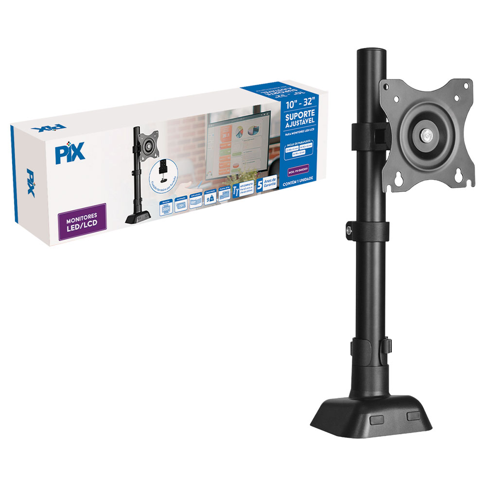 Imagem de SUPORTE MONITOR AJUSTAVEL PARA 1 MONITOR 10" A 32" PIX - 079-0073