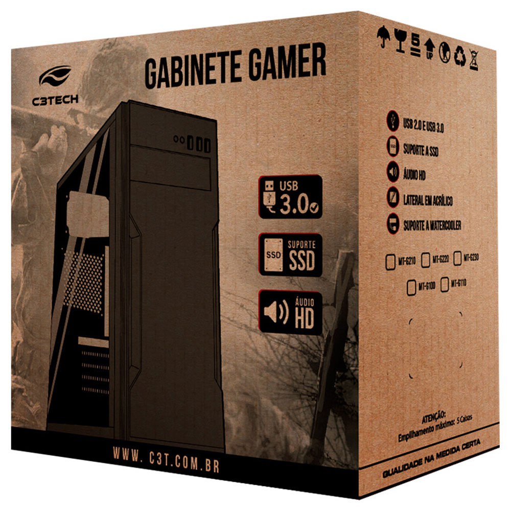 Imagem de GABINETE GAMER C3TECH MT-G41BK SEM FONTE PRETO