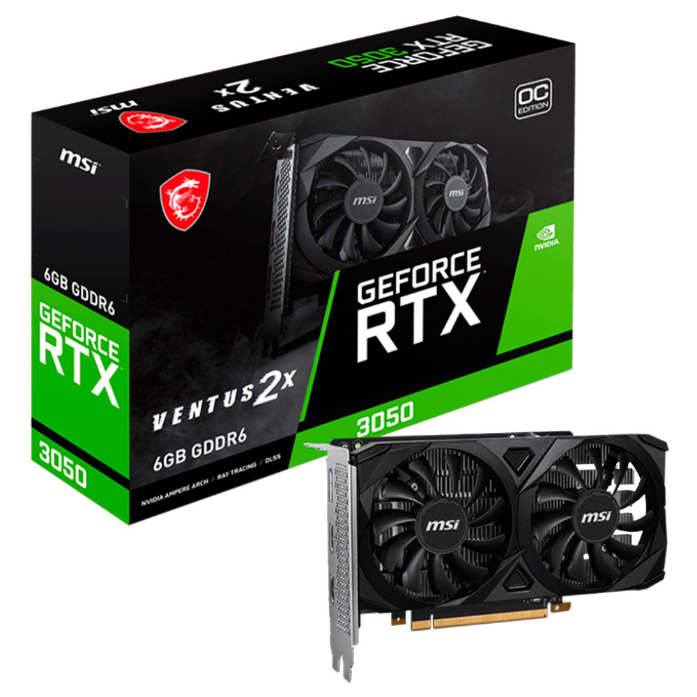 Imagem de PLACA DE VIDEO MSI GEFORCE RTX 3050 VENTUS 2X OC 6GB GDDR6 96BITS 912-V812-060