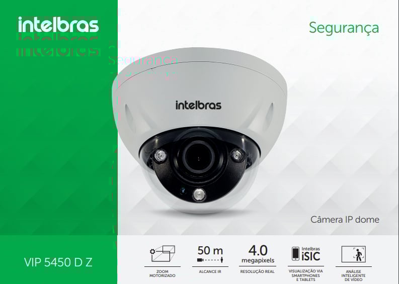 Imagem de CAMERA IP 4MP DOME VARIFOCAL IR 50M VIP 5450 D Z POE IP67 OUTDOOR INTELBRAS
