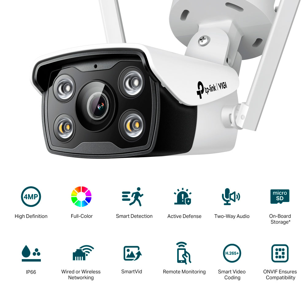 Imagem de CAMERA IP BULLET EXTERNA WI-FI 4 MP COLORIDA VIGI C340-W(4MM) TPLINK TPN0419