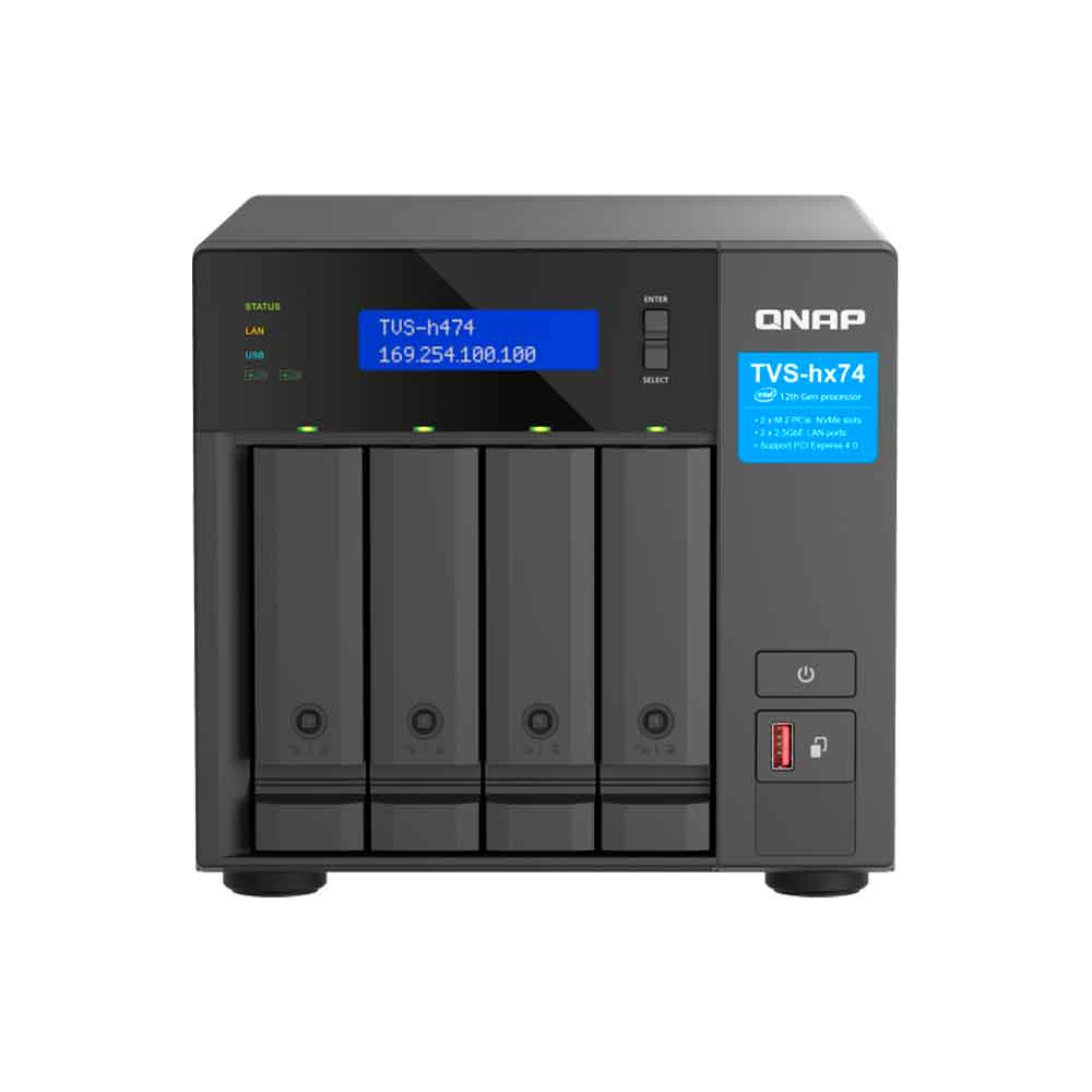 Imagem de STORAGE NAS QNAP 4 BAIAS INTEL PENTIUM GOLD G7400 2 CORE, 3.7GHZ, 8GB, GBE TORRE - TVS-H474-PT-8G-BR