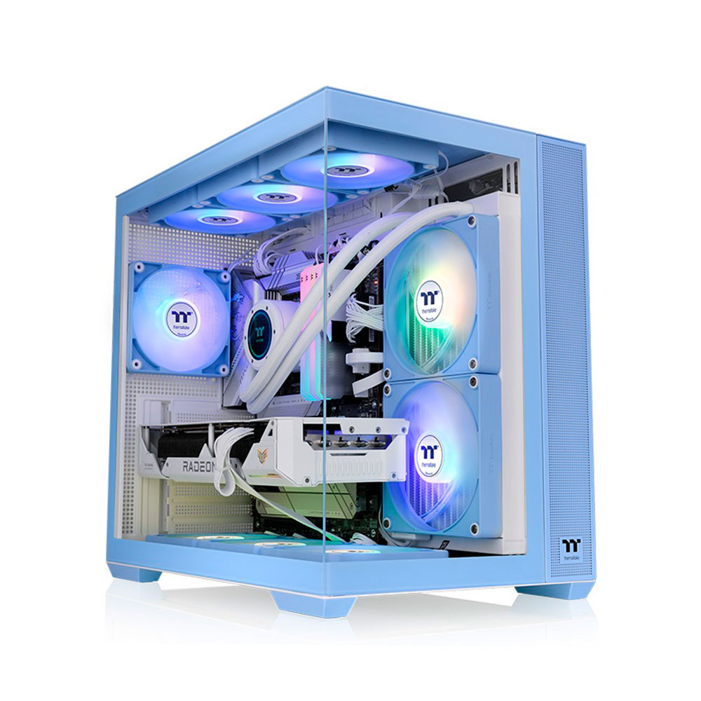Imagem de GABINETE GAMER THERMALTAKE  VIEW 380 TG ARGB HYDRANGEA BLUE 4 FANS 120MM - CA-1Z2-00MFWN-00