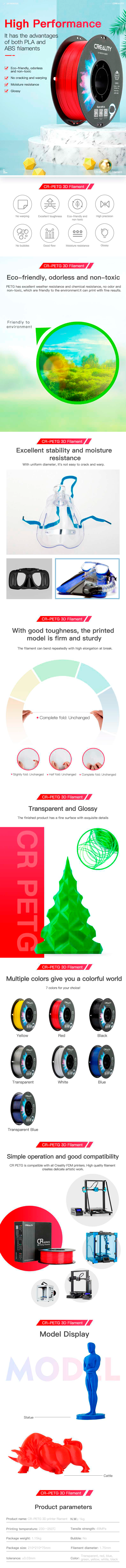 Imagem de FILAMENTO CREALITY CR-PETG (AZUL) 1,75MM 3301030032