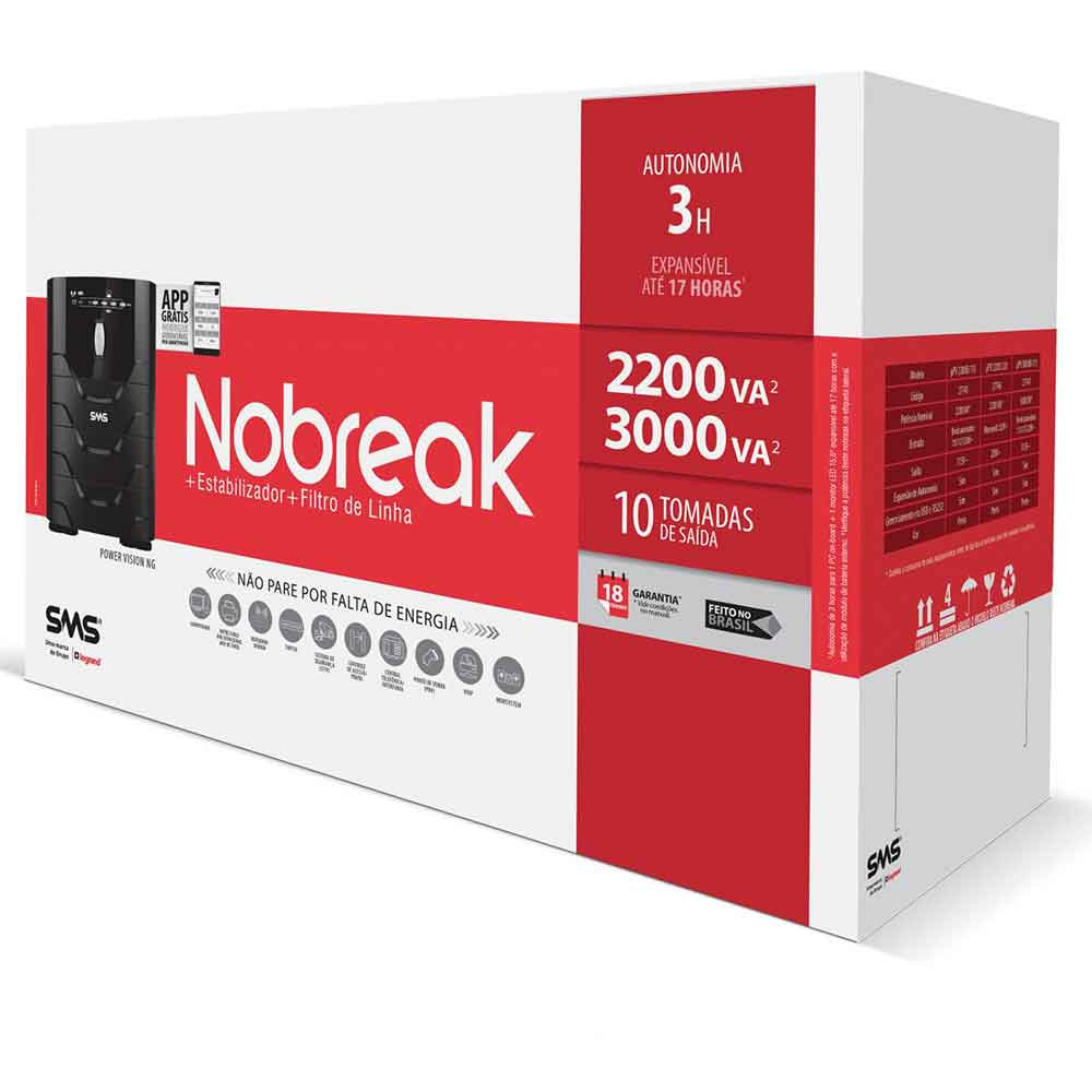 Imagem de NOBREAK SMS 2200VA/1360W MONO/220V 27746 POWER VISION