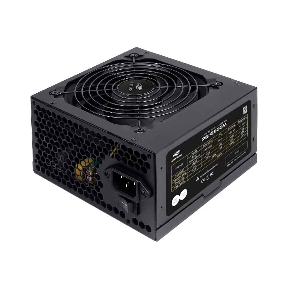 Imagem de FONTE DE ALIMENTACAO C3TECH 500WTS 80 PLUS WHITE PS-G500 PRETO