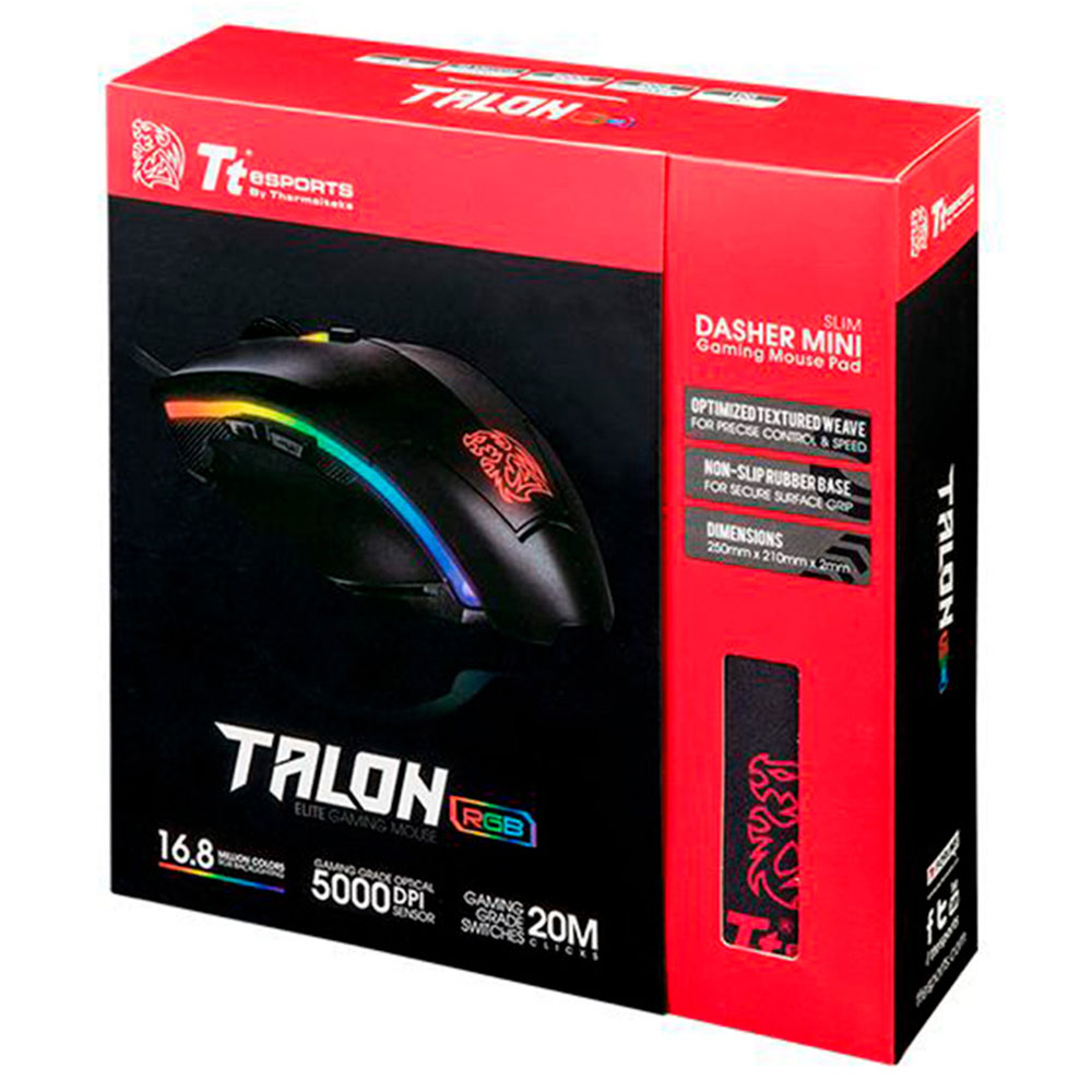 Imagem de MOUSE THERMALTAKE ESPORTS TALON ELITE RGB GAMING GEAR MO-TER-WDOTBK-01