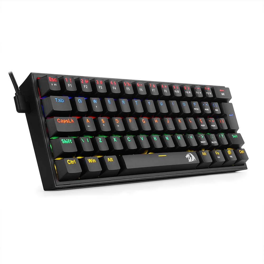 Imagem de TECLADO MECANICO REDRAGON FIZZ RAINBOW PRETO SWITCH AZUL -  K617-R-B